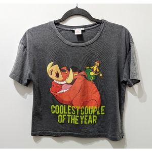 ZARA © Disney Pumba and Timon Short Sleeve Cropped T-shirt Size S